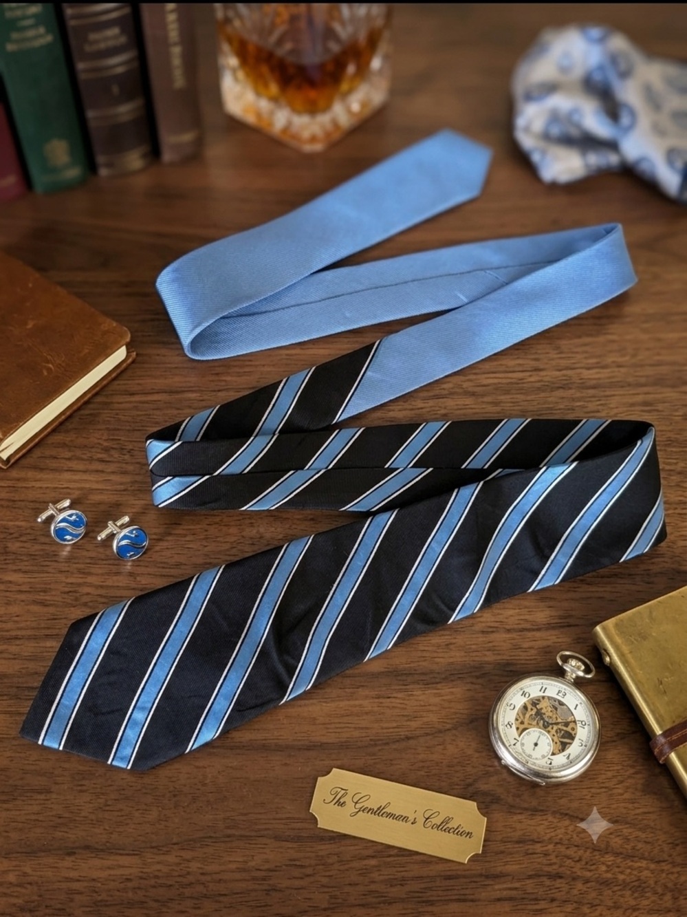 Tommy Hilfiger Men's Tie 100% Silk Black Blue White Striped Necktie RN 121148 58